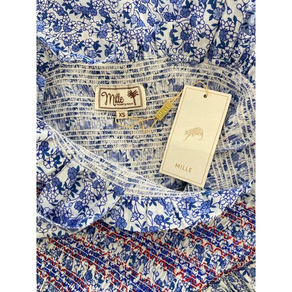 MILLE Garden Cotton Midi Smocked Sundress Condesa Floral Blue Tuckernuck NEW - Picture 12 of 14